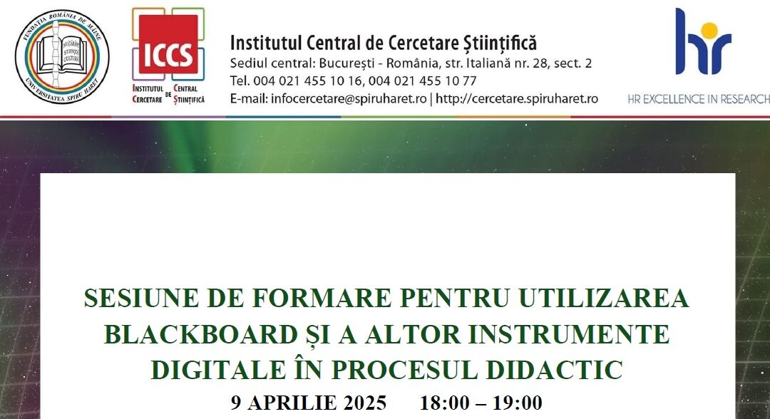 Sesiune de formare pentru utilizarea platformei Blackboard și a altor instrumente digitale în procesul didactic